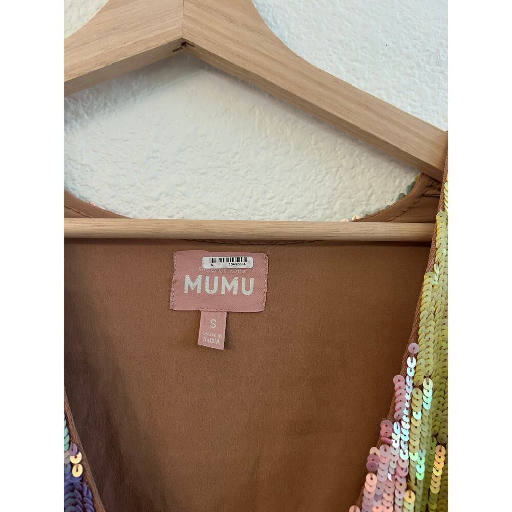 Show Me Your Mumu Wear Me Out Dress In Rainbow Stripe Sequins S - Picture 9 of 13